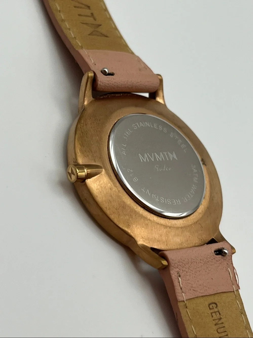 MVMT Gold Case White Dial Pink Leather Watch